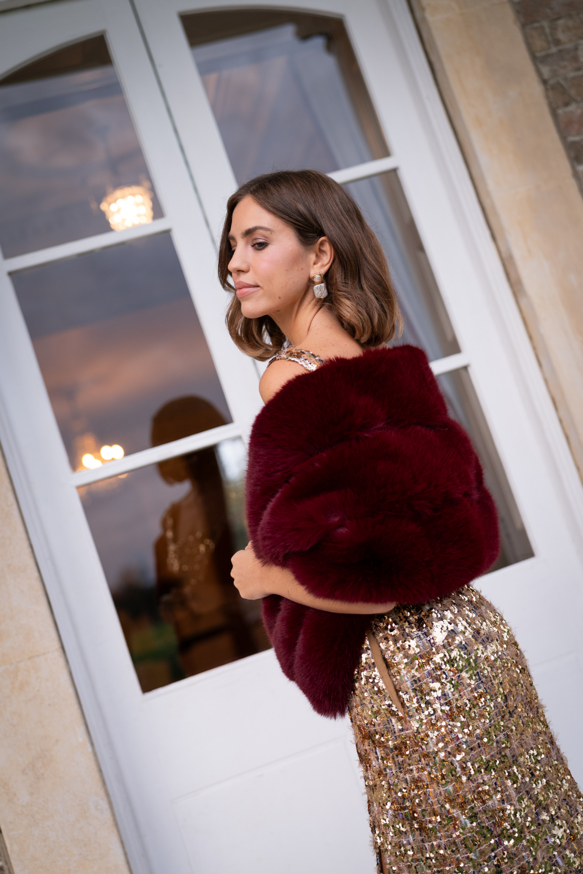 Burgundy Faux Fur Scarf