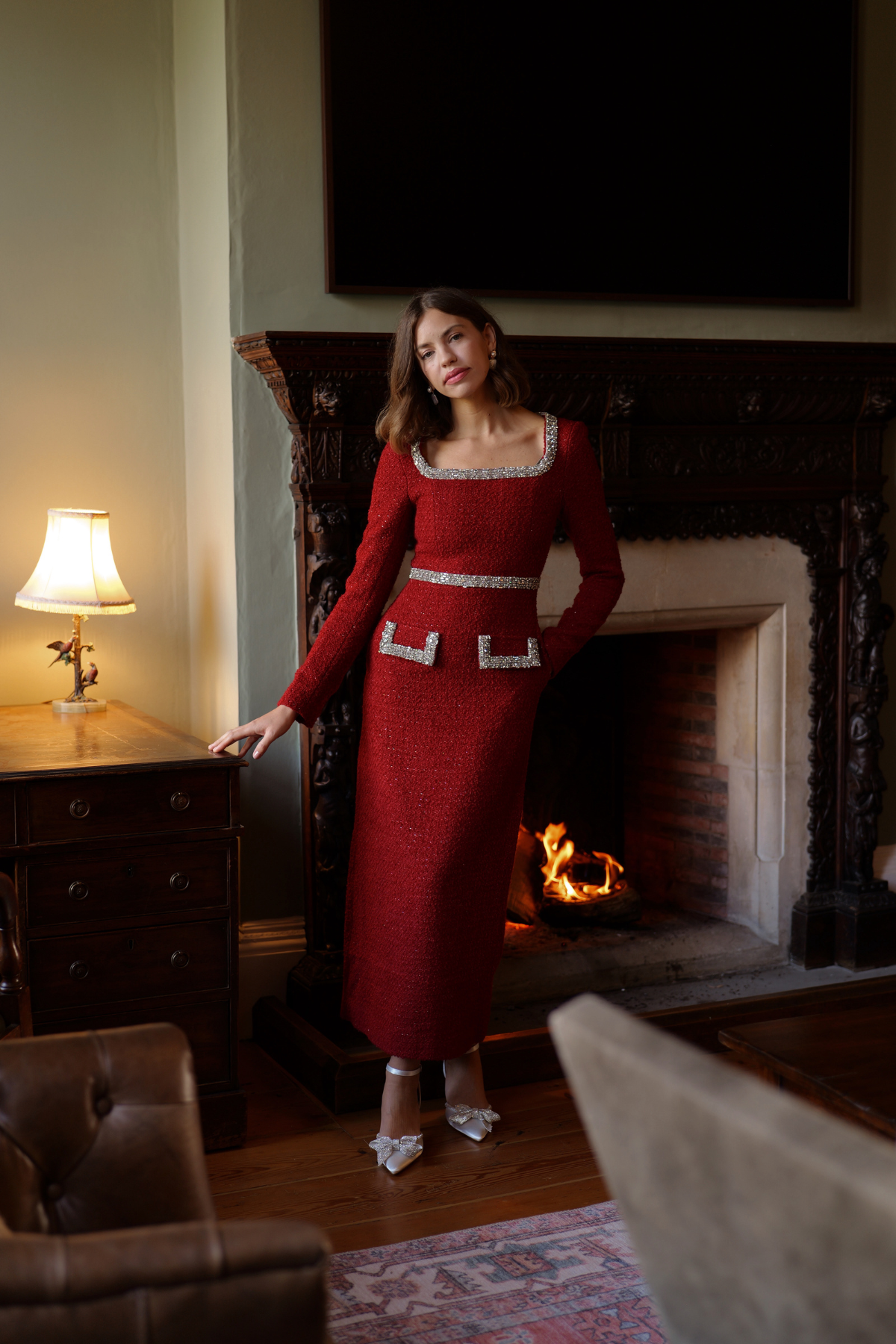 Serena Burgundy Dress