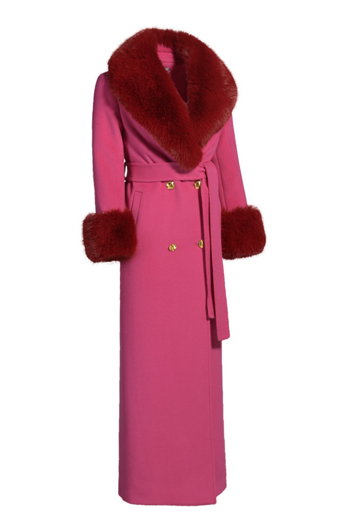 Richmond Cashmere Coat Hot Pink & Red