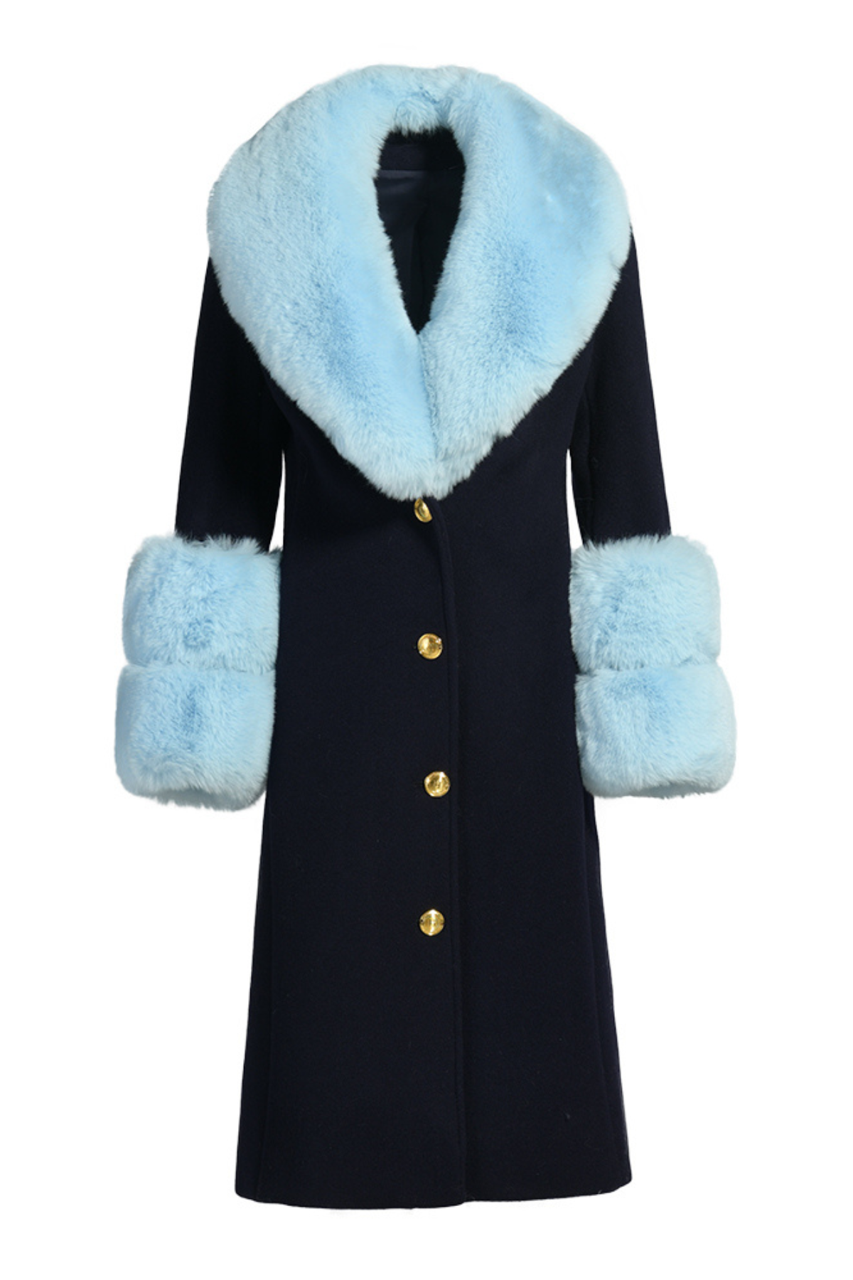 Huntley Cashmere Coat Navy & Powder Blue