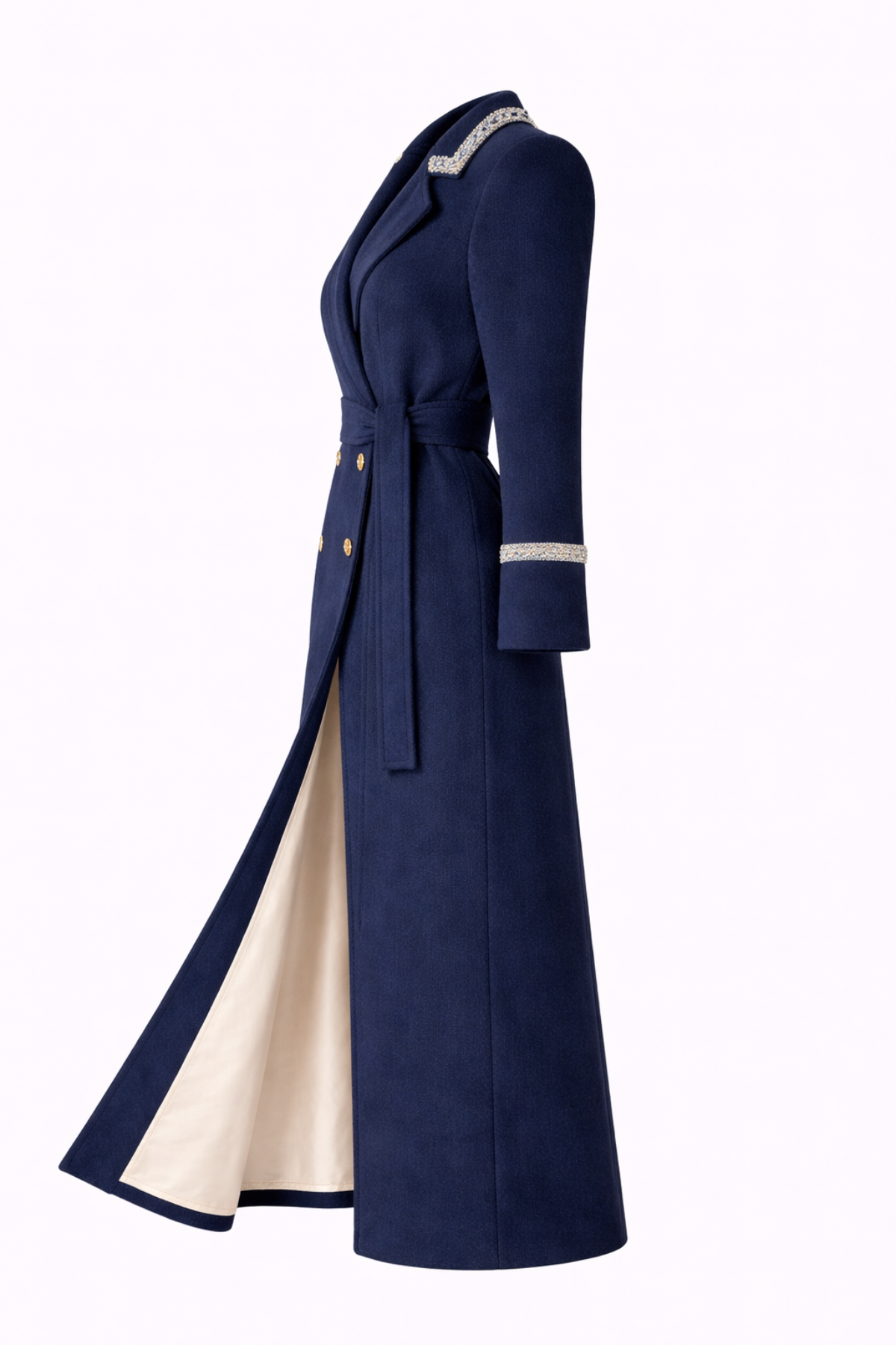 Knightsbridge Cashmere Embellished Navy Coat