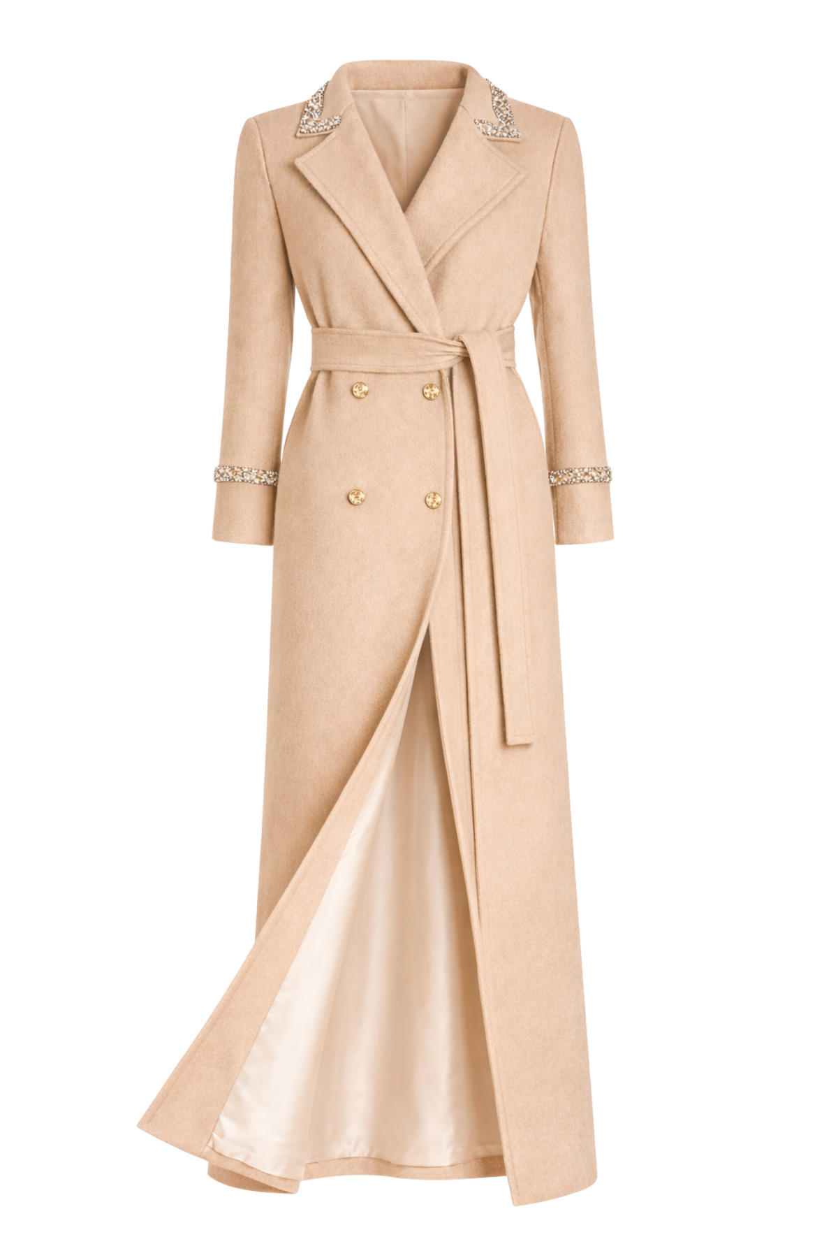 Knightsbridge Cashmere Embellished Beige Coat
