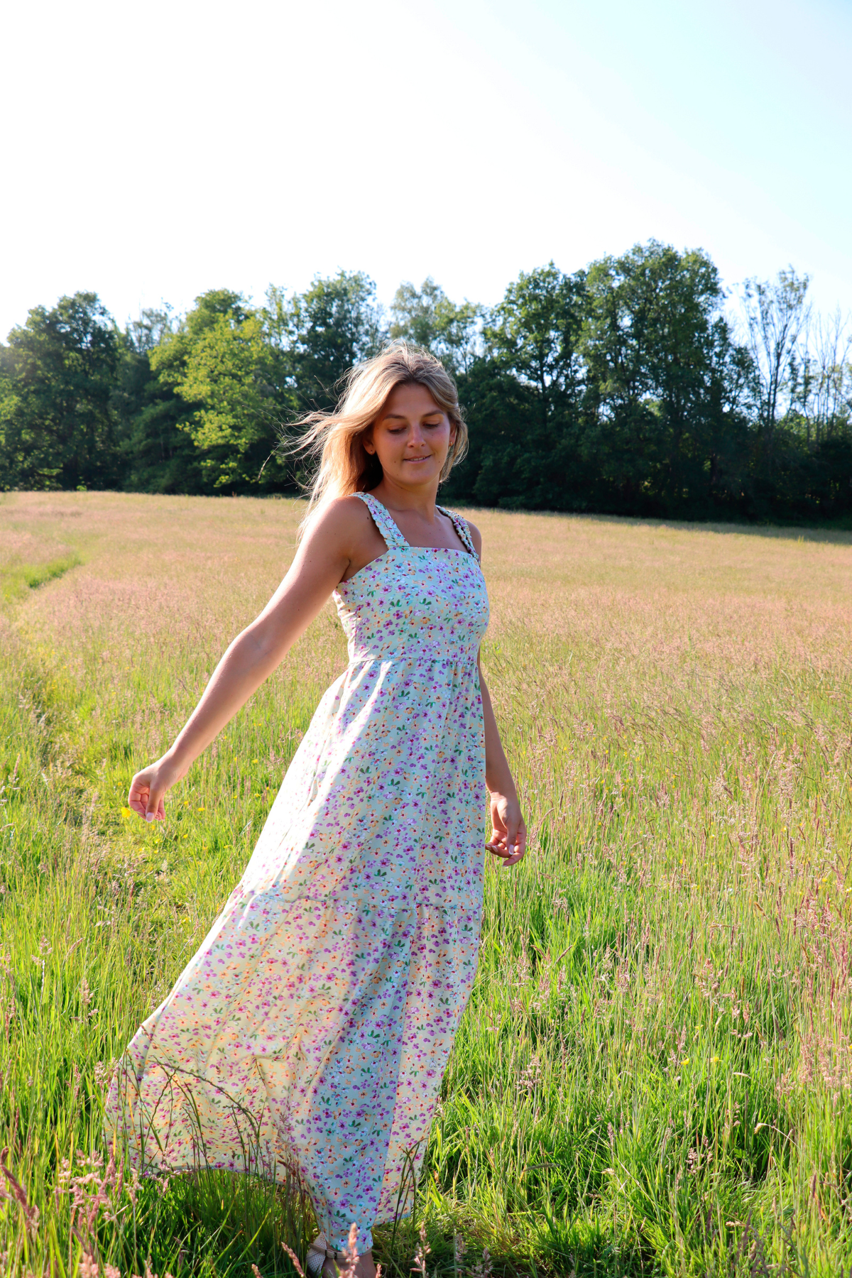 Floral Double Strap Maxi Dress - Multicoloured
