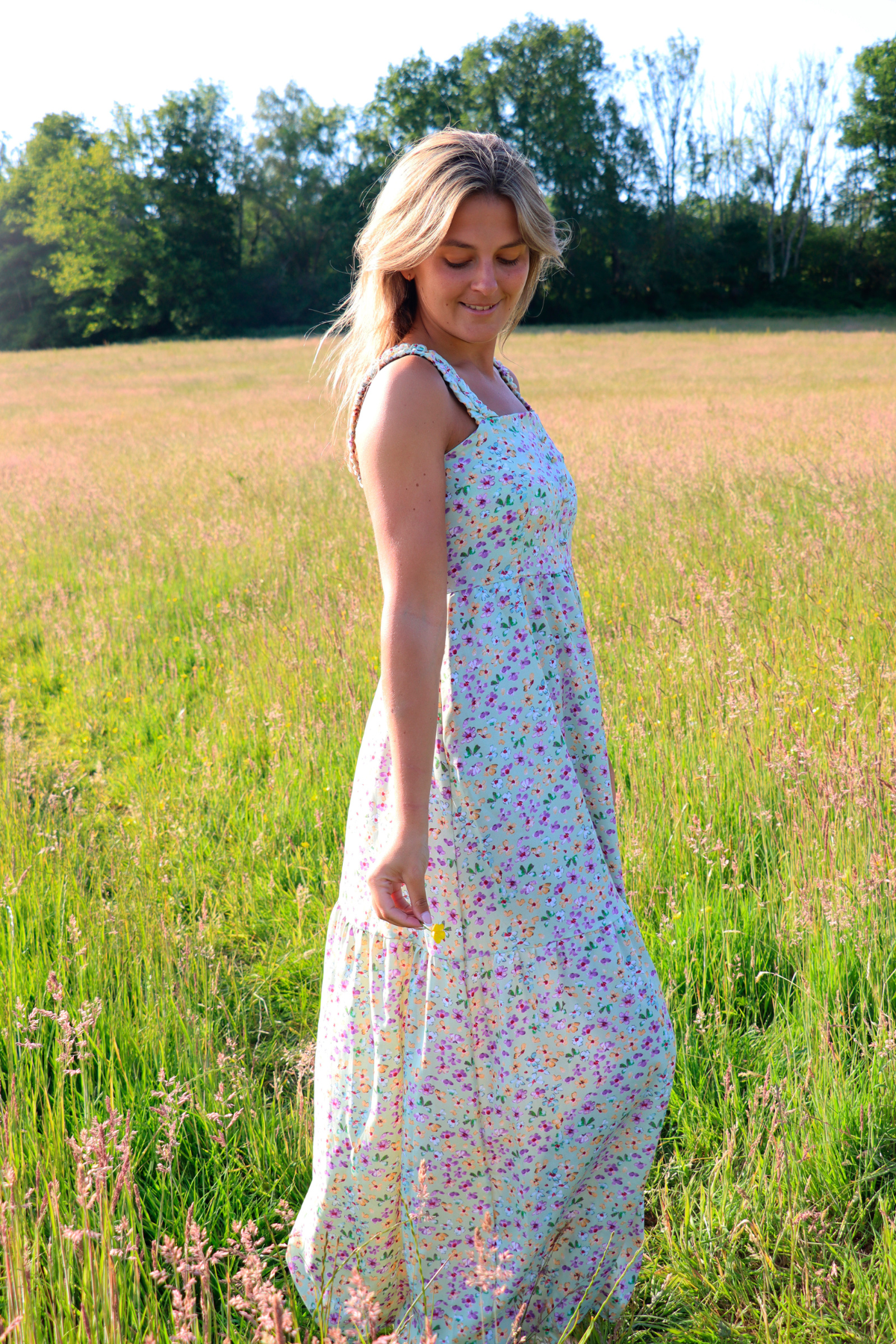 Floral Double Strap Maxi Dress - Multicoloured