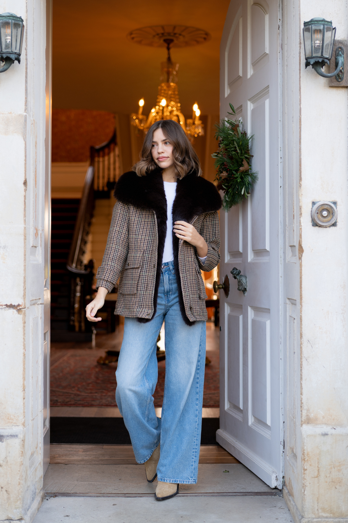 Ashford Tweed Faux Fur Jacket