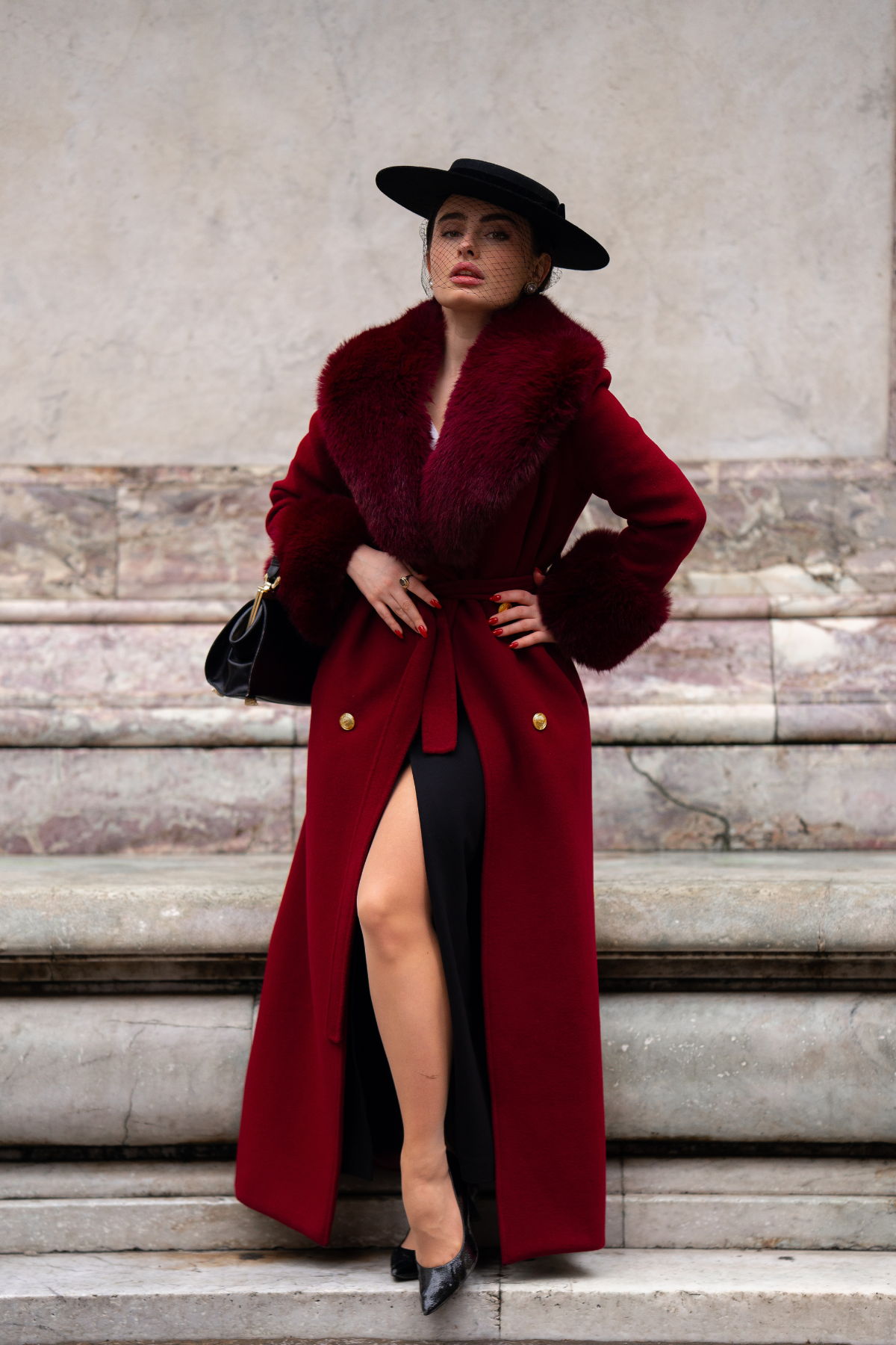 Mayfair Cashmere Coat Burgundy