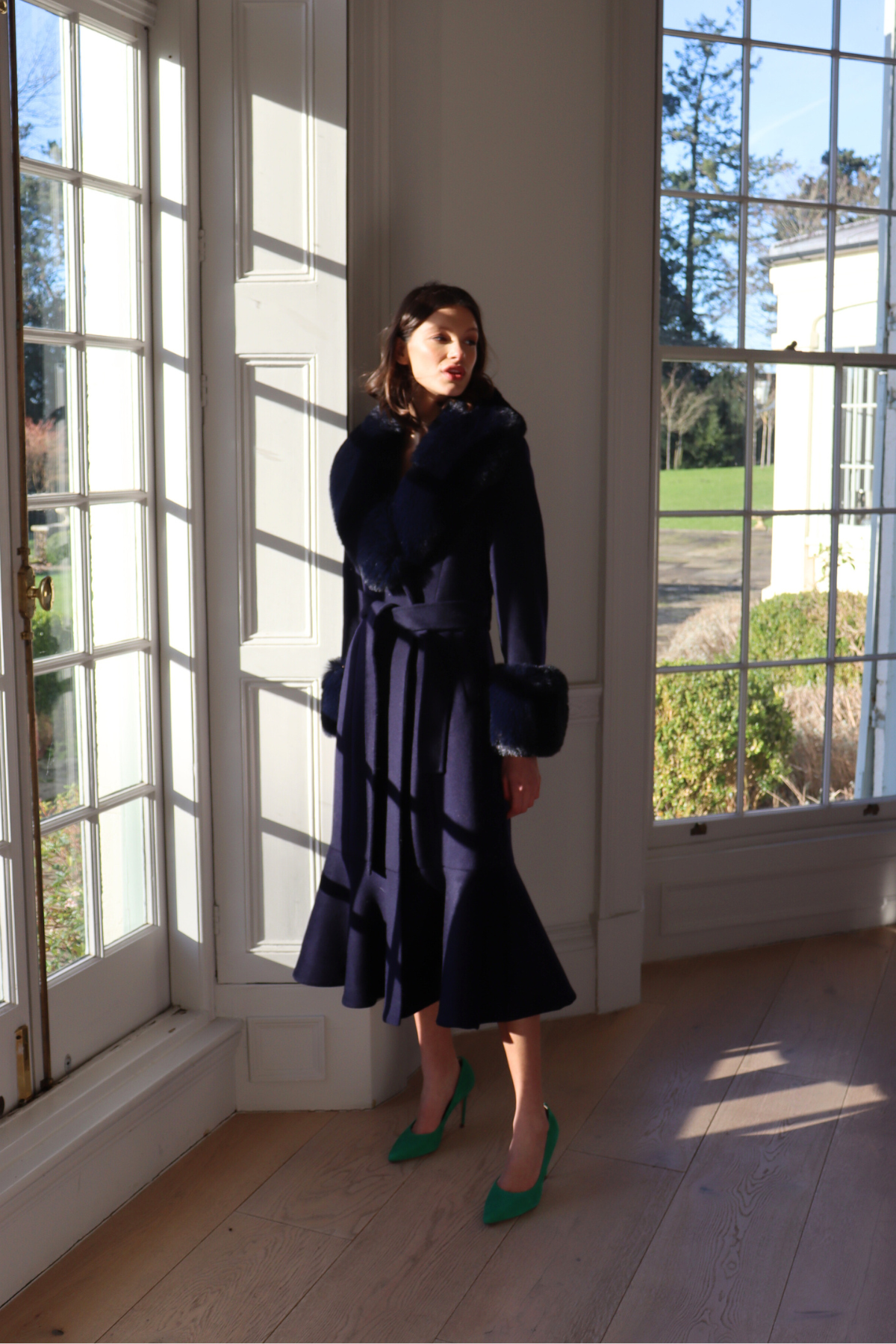 Westminster Cashmere Peplum Coat Navy