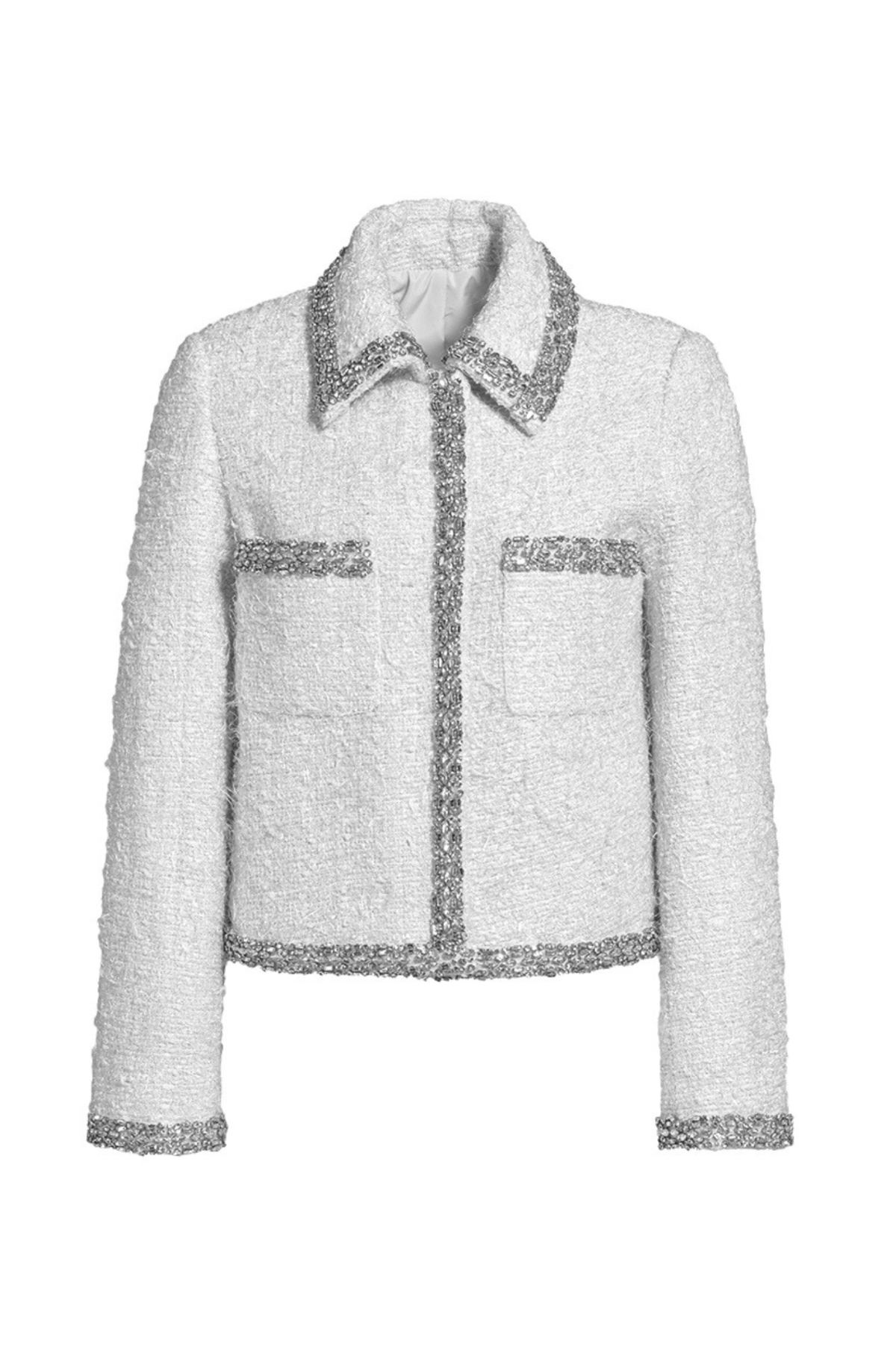 Boucle Embellished Jacket White