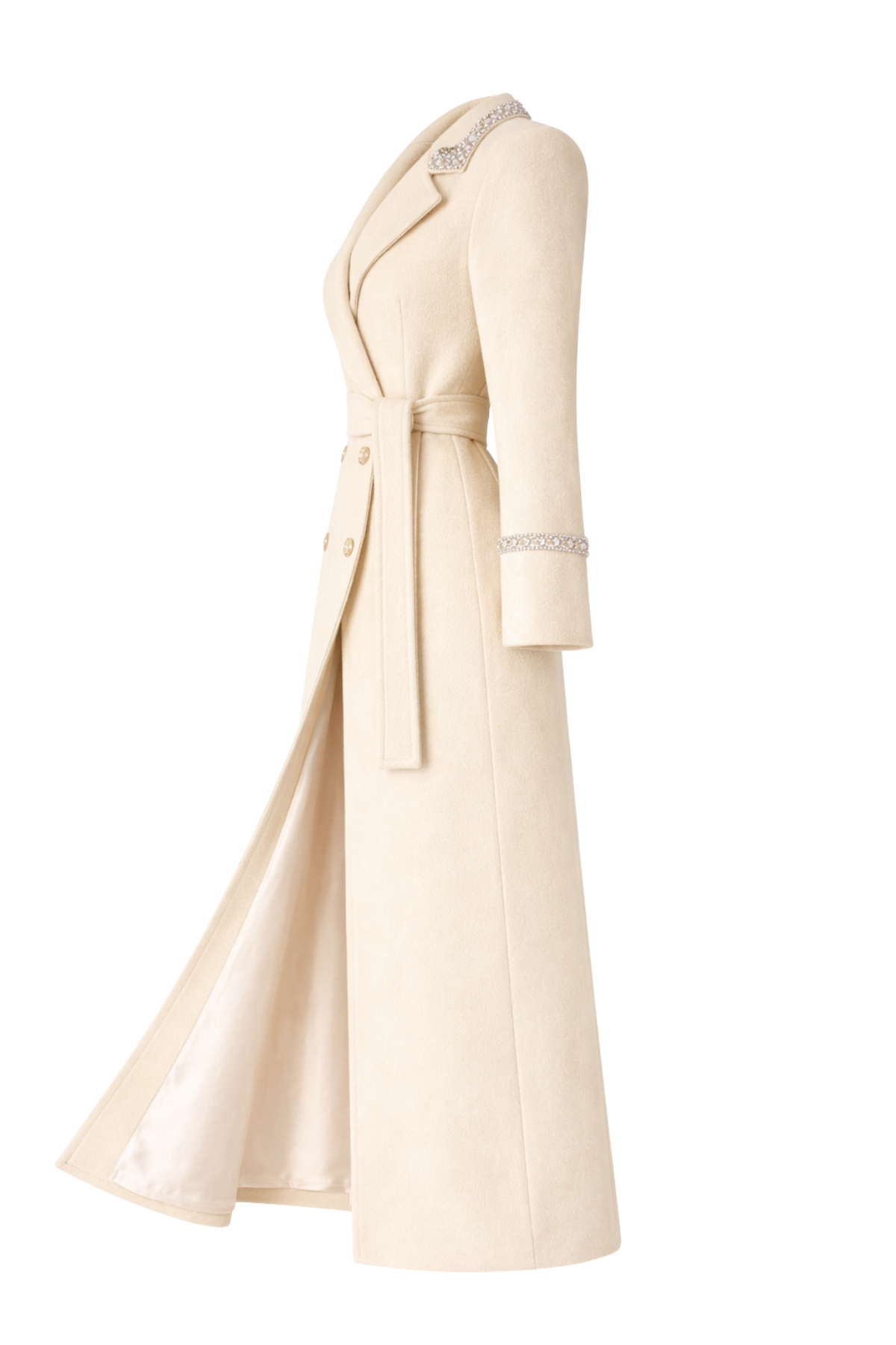Knightsbridge Cashmere Embellished Ivory Coat