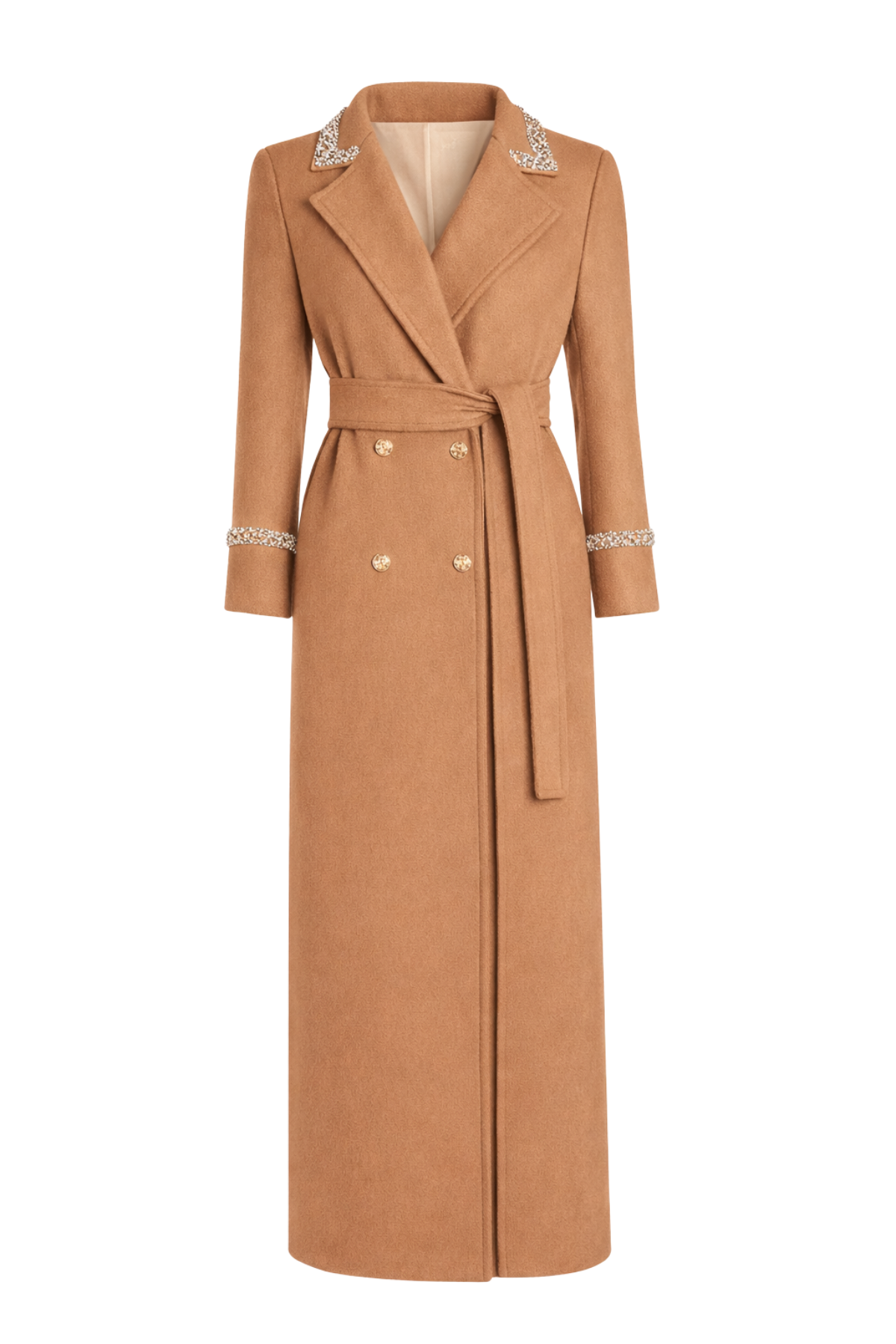 Knightsbridge Cashmere Embellished Tan Coat