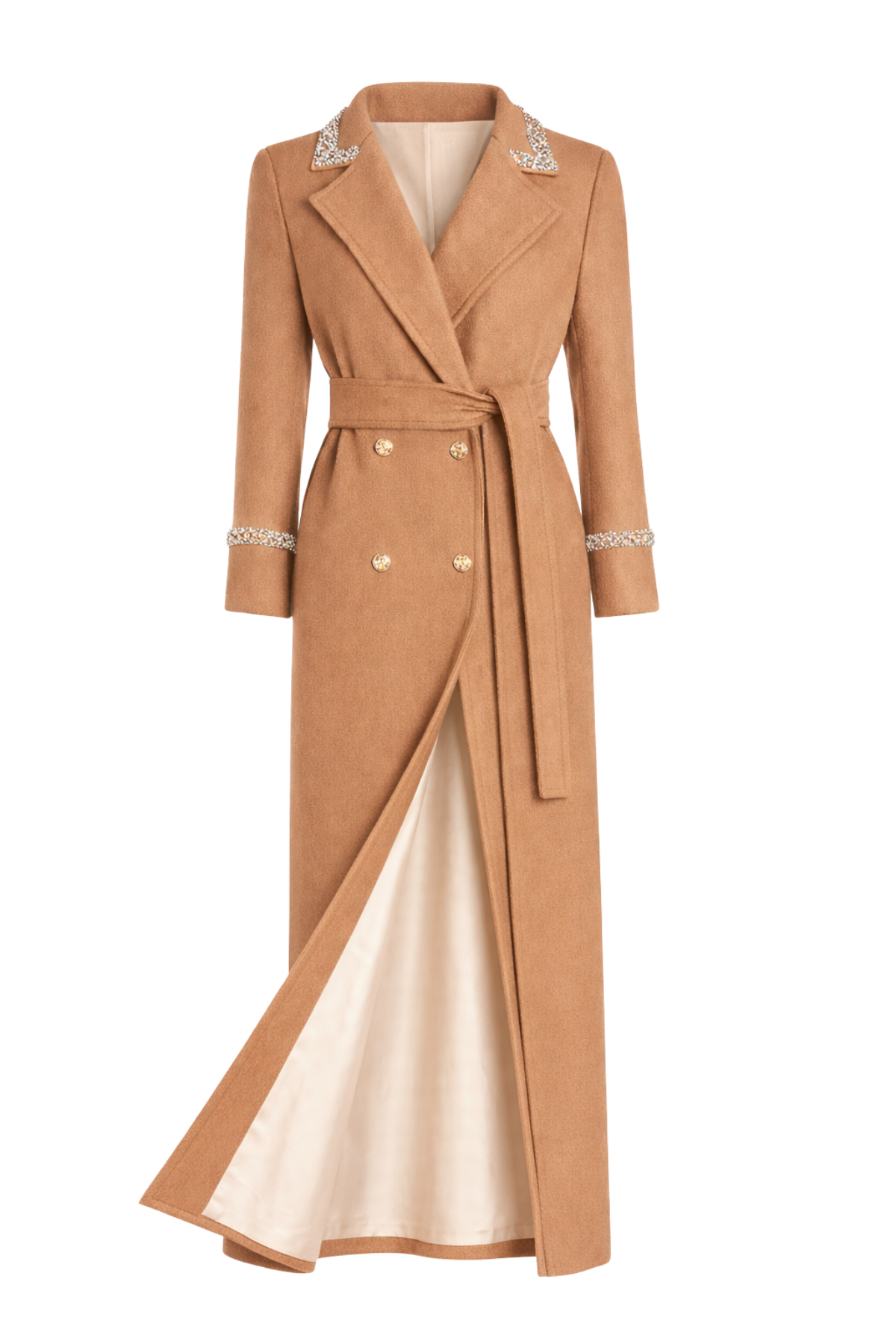 Knightsbridge Cashmere Embellished Tan Coat