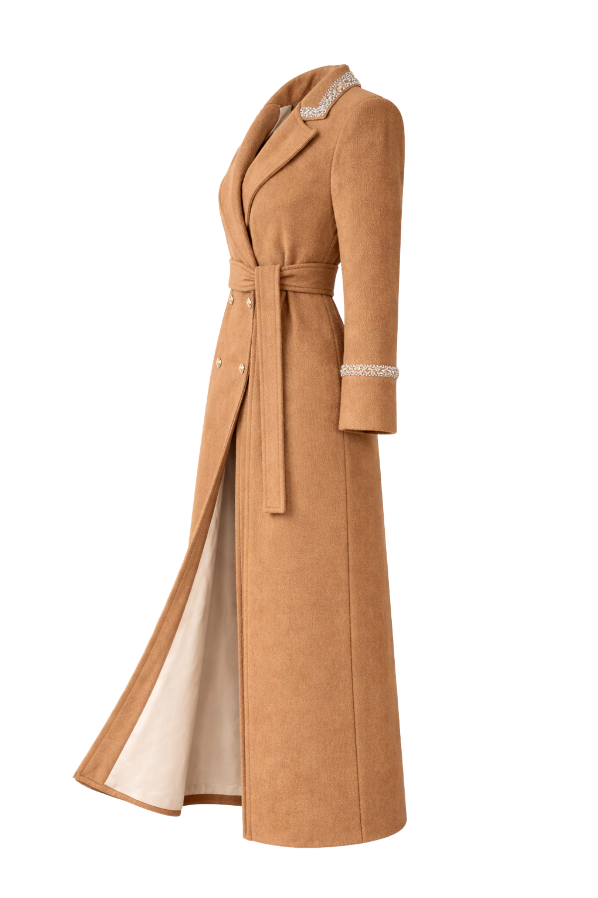 Knightsbridge Cashmere Embellished Tan Coat