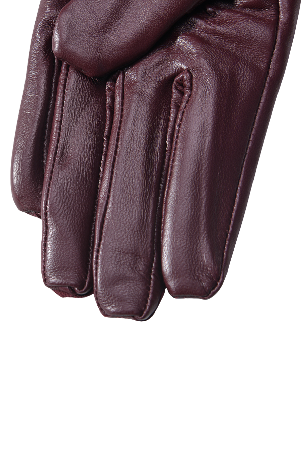 Leather Burgundy Gloves With Faux Fur