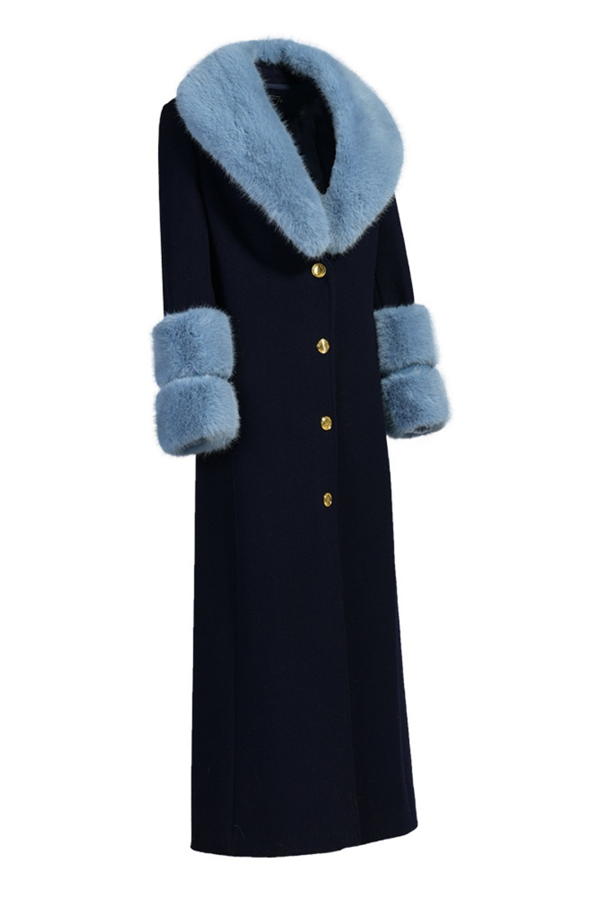 Huntington Cashmere Coat Navy & Blue