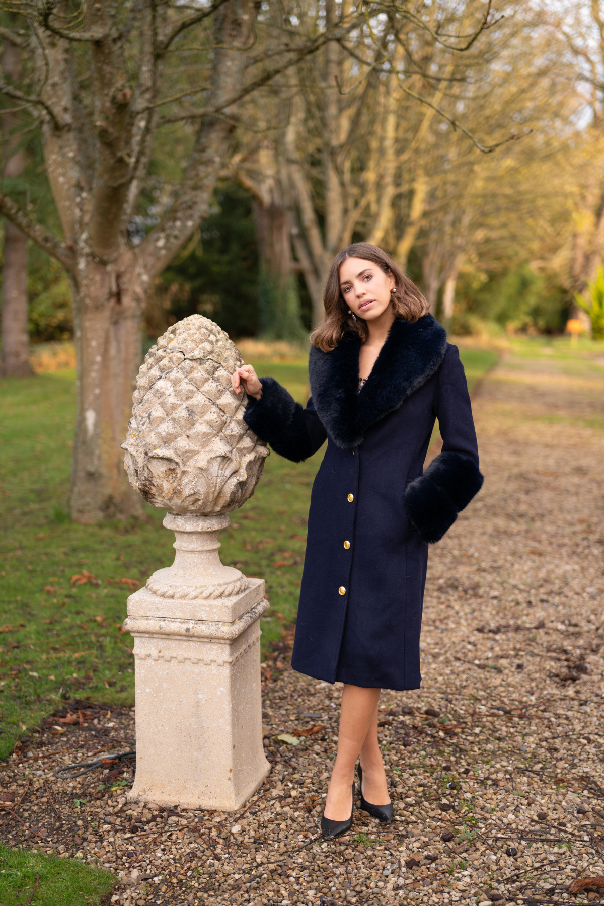 Huntley Cashmere Coat Navy