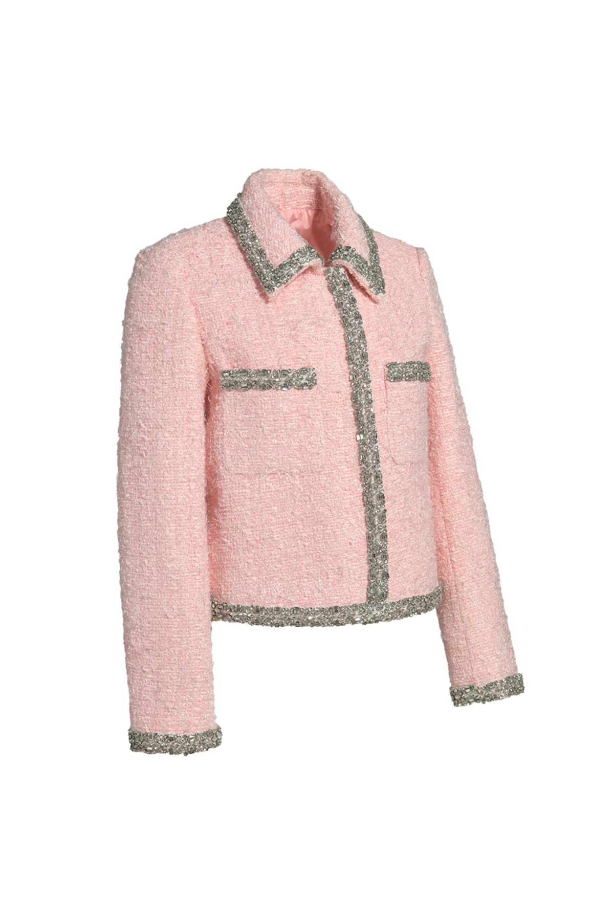 Boucle Embellished Jacket Pink