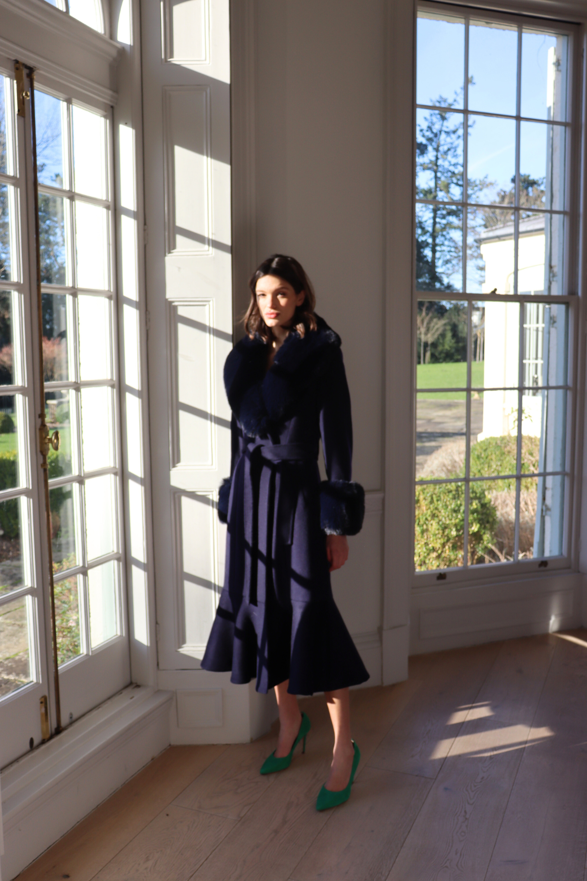 Westminster Cashmere Peplum Coat Navy