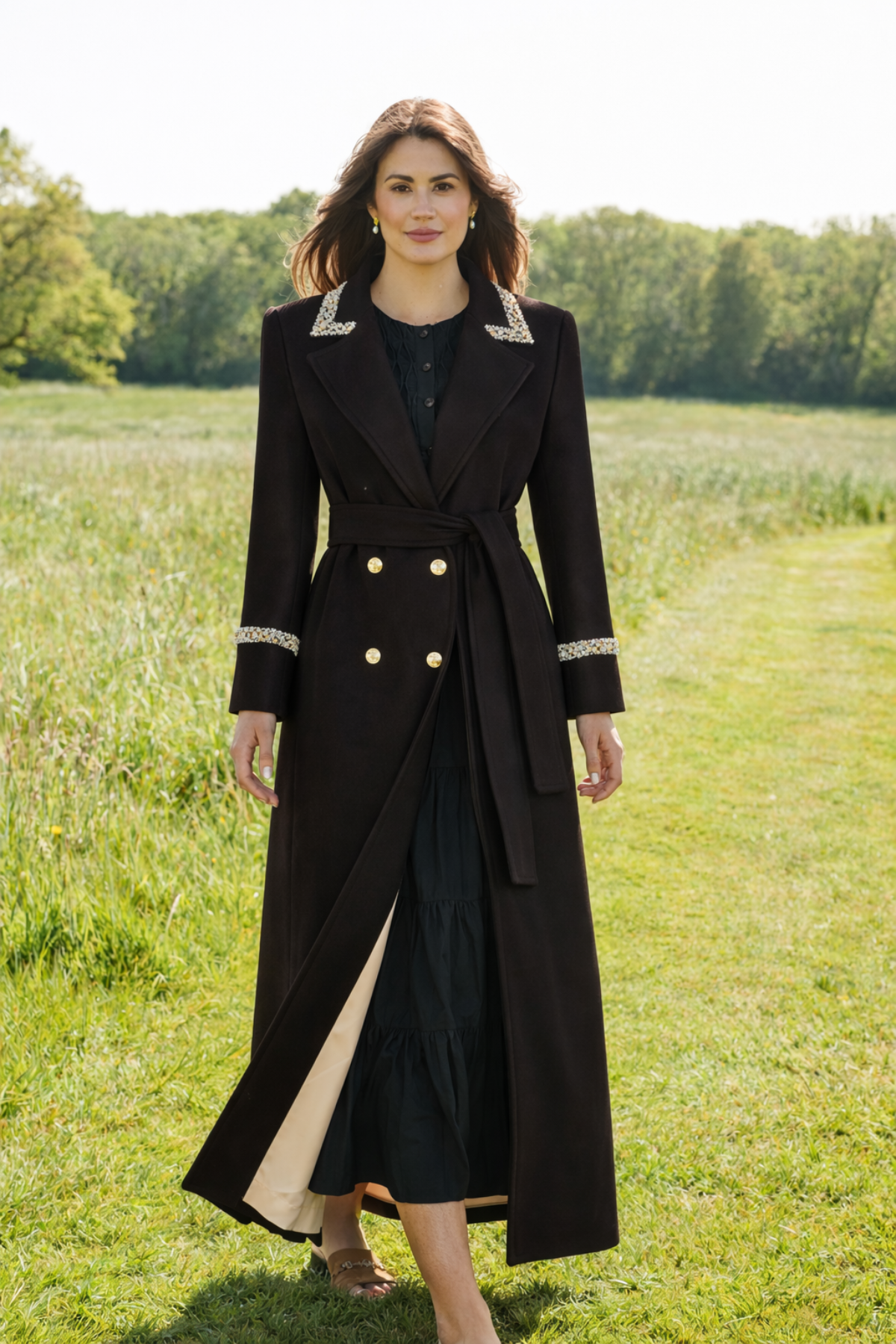 Knightsbridge Cashmere Embellished Black Coat