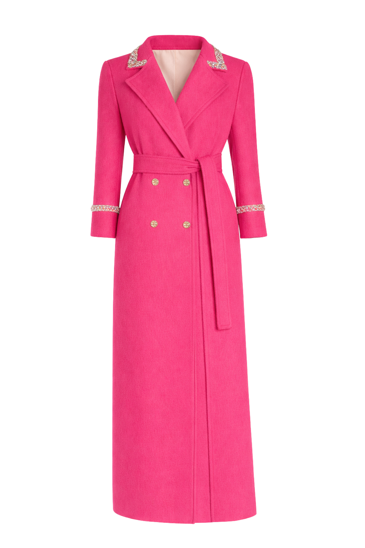 Knightsbridge Cashmere Embellished Hot Pink Coat
