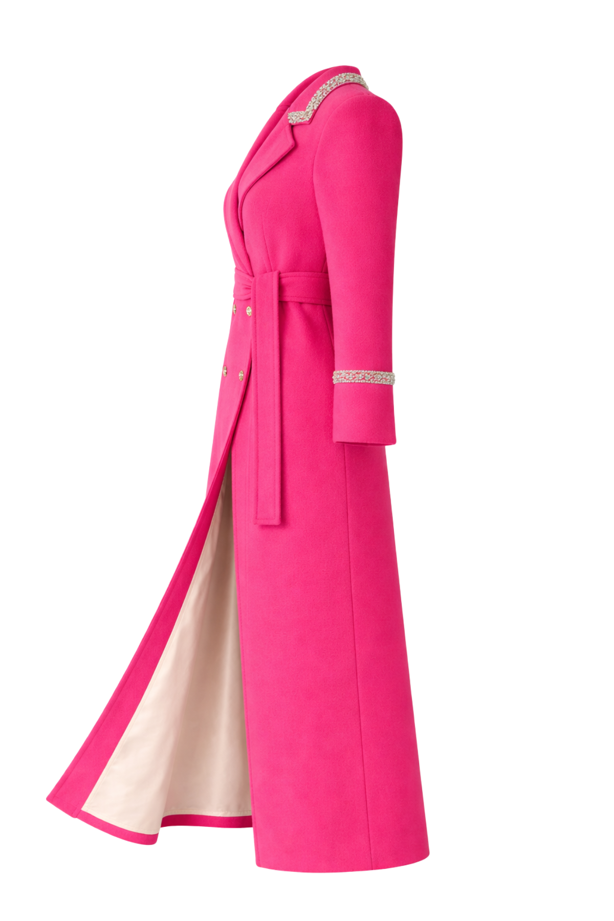 Knightsbridge Cashmere Embellished Hot Pink Coat