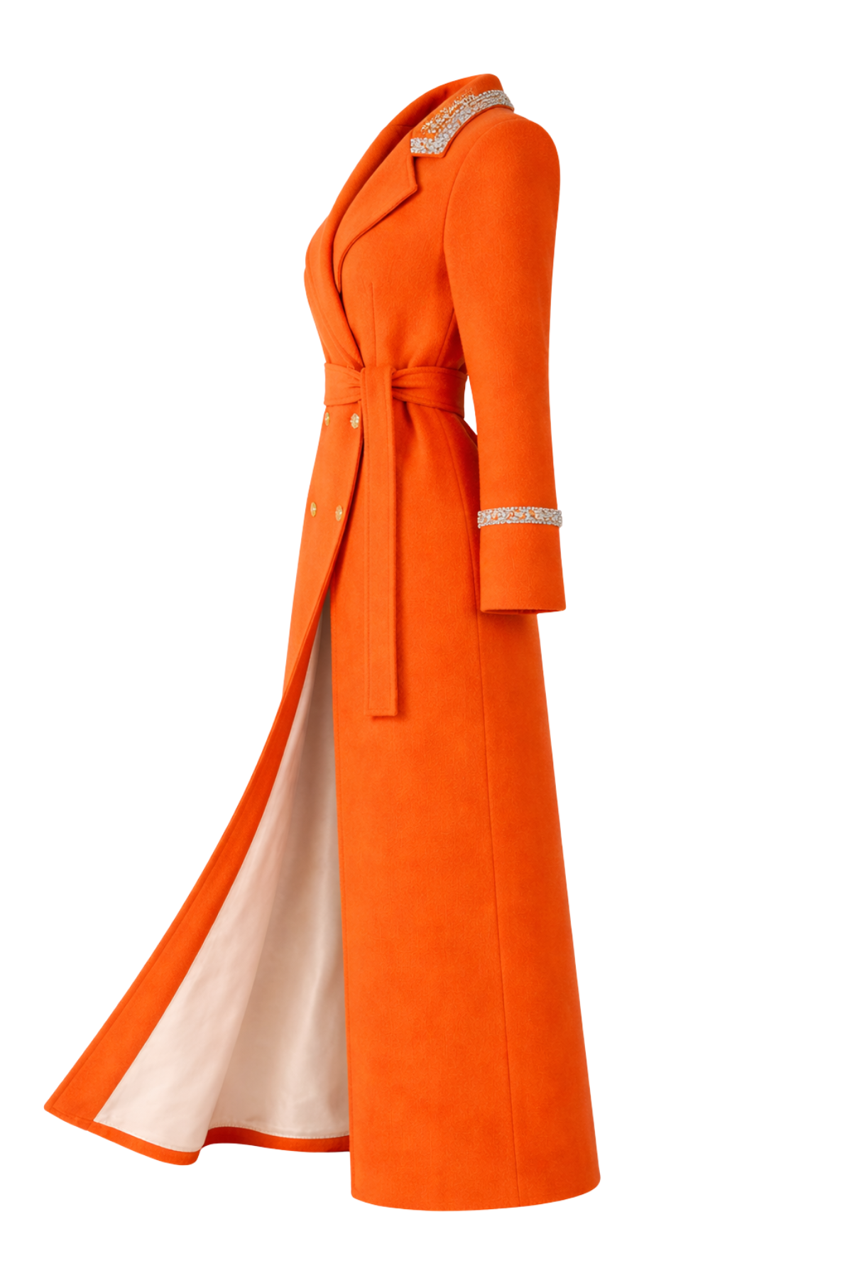 Knightsbridge Cashmere Embellished Sunset Orange Coat