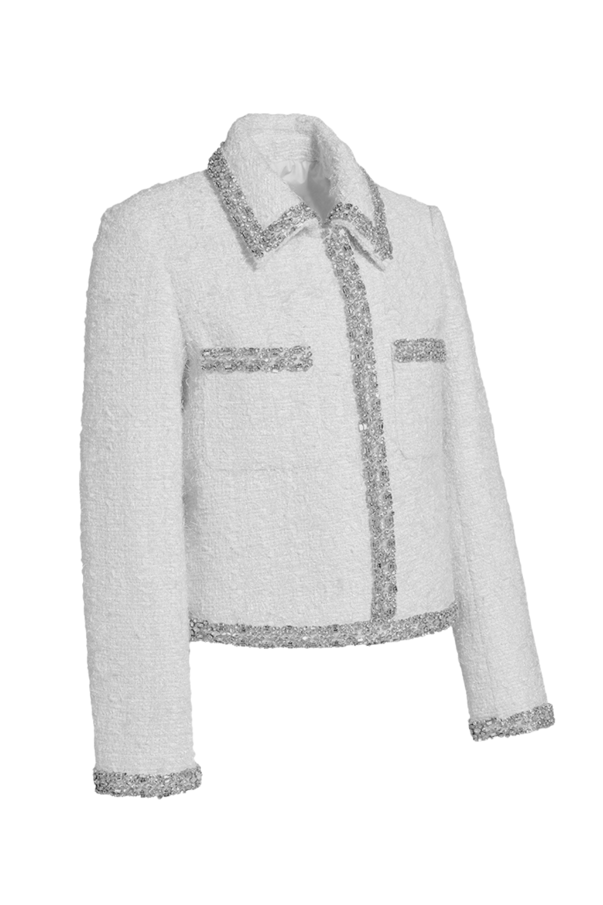Boucle Embellished Jacket White