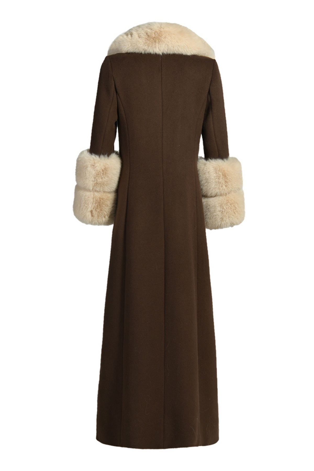 Huntington Cashmere Coat Chocolate Brown & Beige Fur