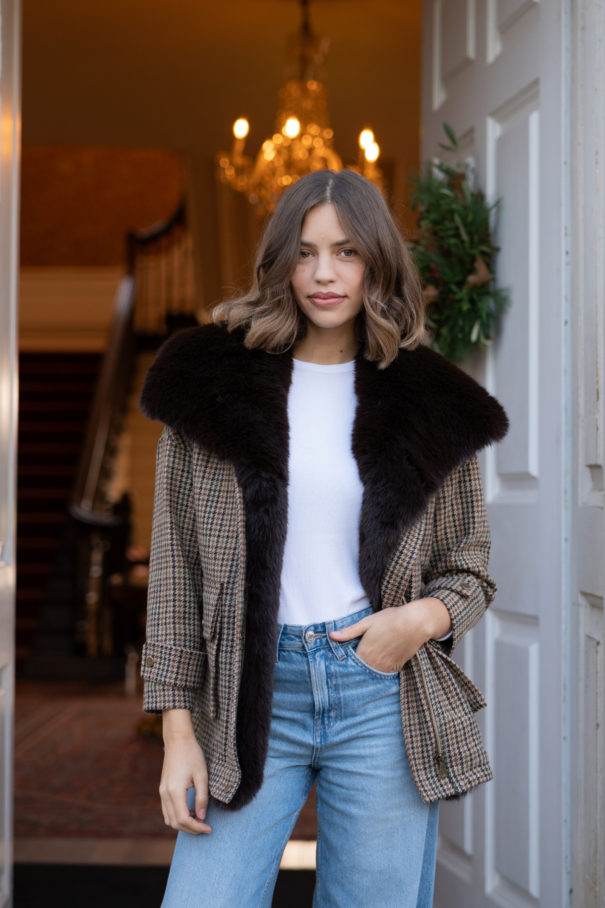Ashford Tweed Faux Fur Jacket