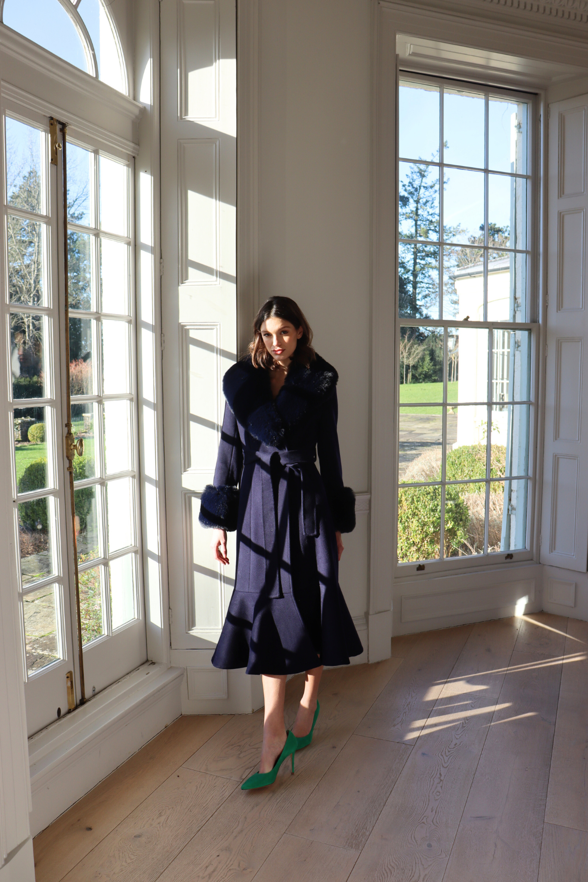 Westminster Cashmere Peplum Coat Navy