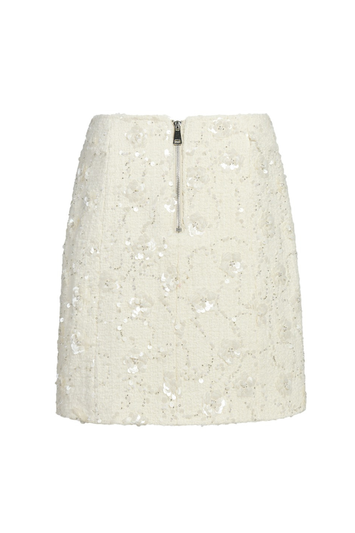 Floral Embellished Tailored Boucle Skirt