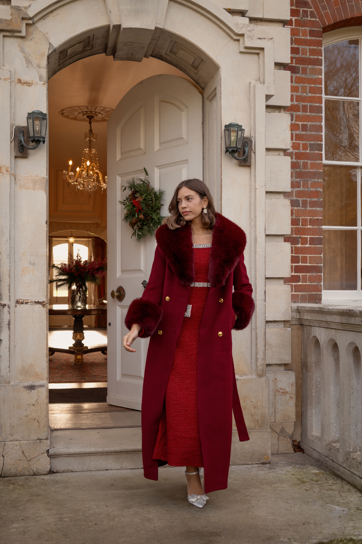 Richmond Cashmere Coat Burgundy