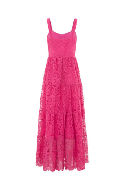 The Monaco Lace Maxi Dress Hot Pink