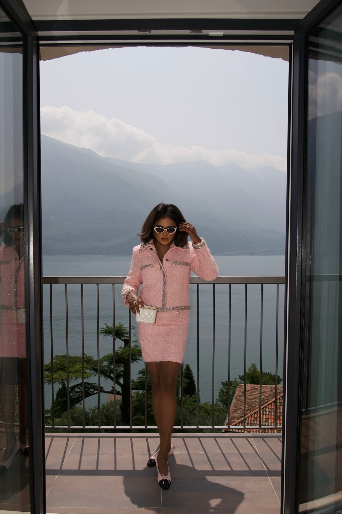 Boucle Embellished Jacket Pink