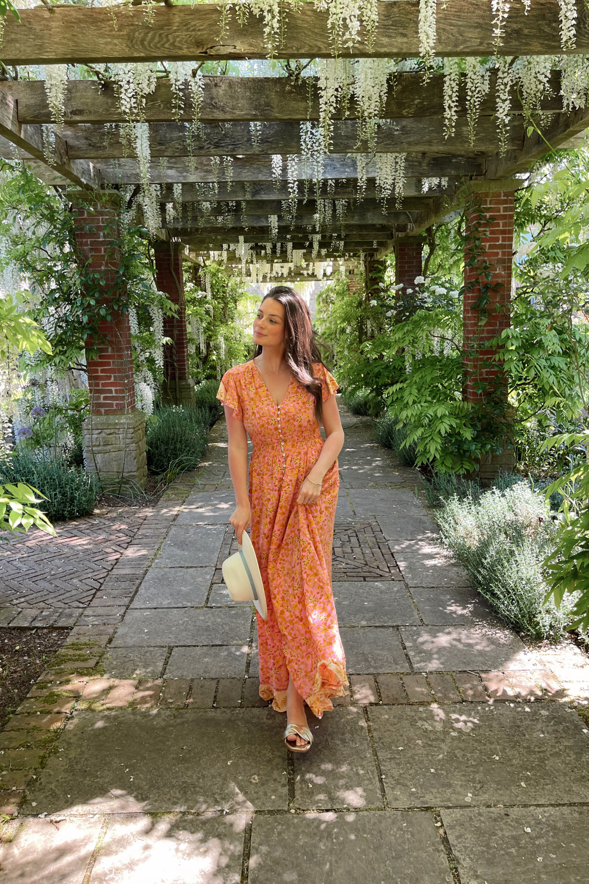 Floral Button Down Dress Pink & Orange