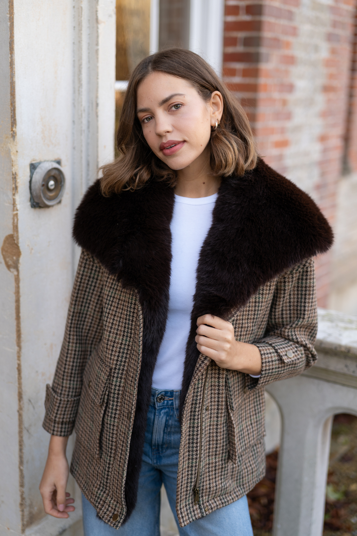 Ashford Tweed Faux Fur Jacket