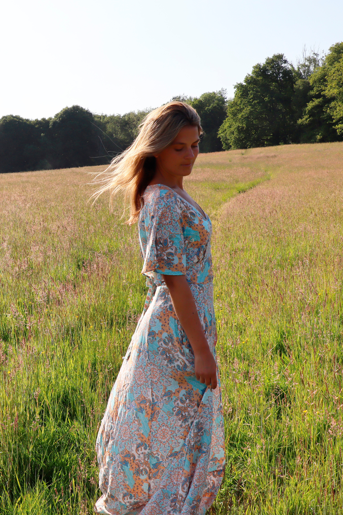 Paisley Long Dress Blue