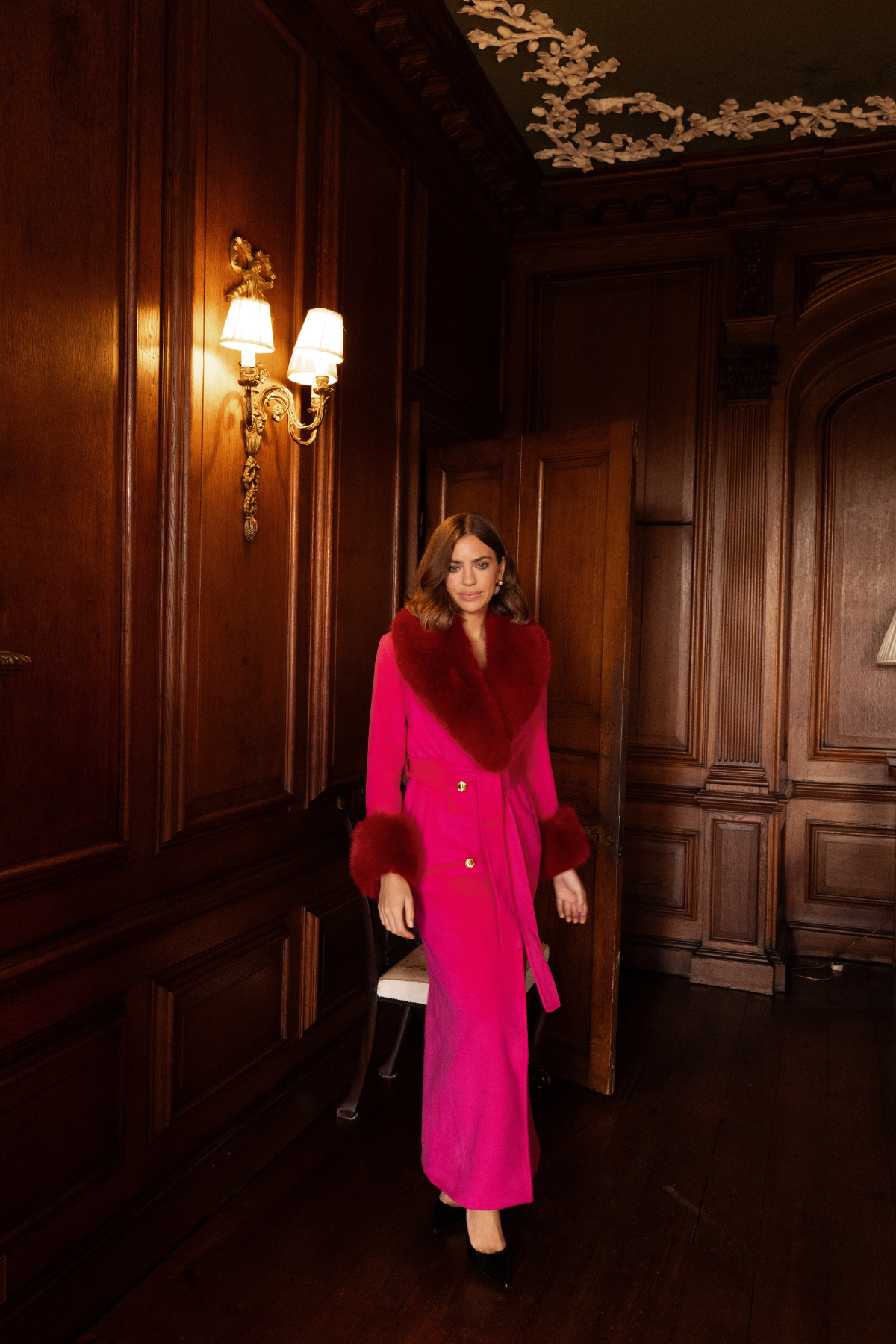 Richmond Cashmere Coat Hot Pink & Red