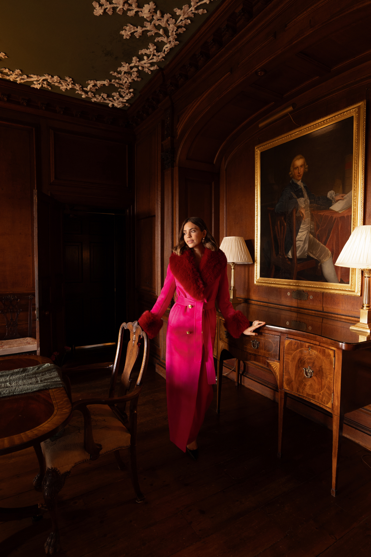 Richmond Cashmere Coat Hot Pink & Red