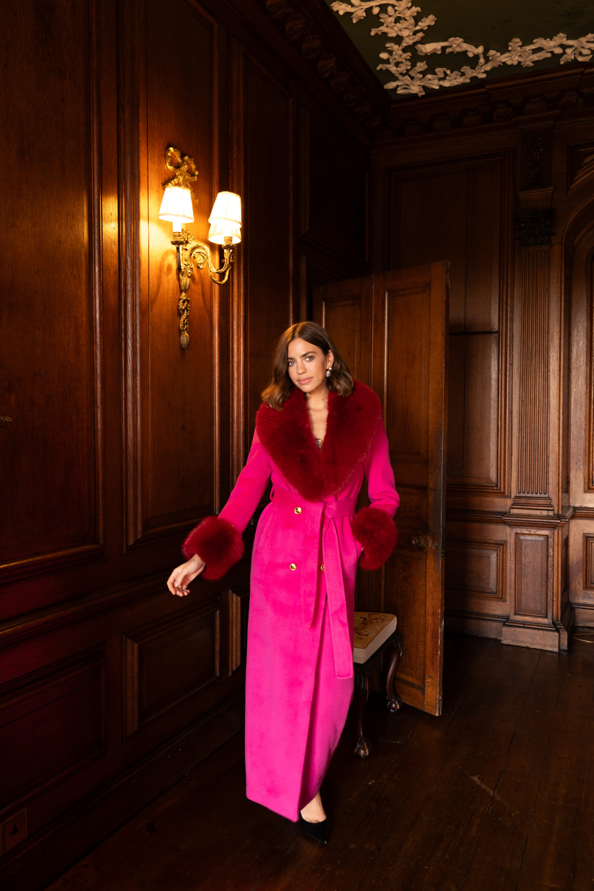 Richmond Cashmere Coat Hot Pink & Red