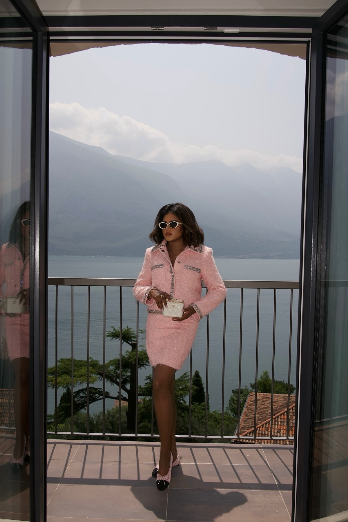 Boucle Embellished Jacket Pink