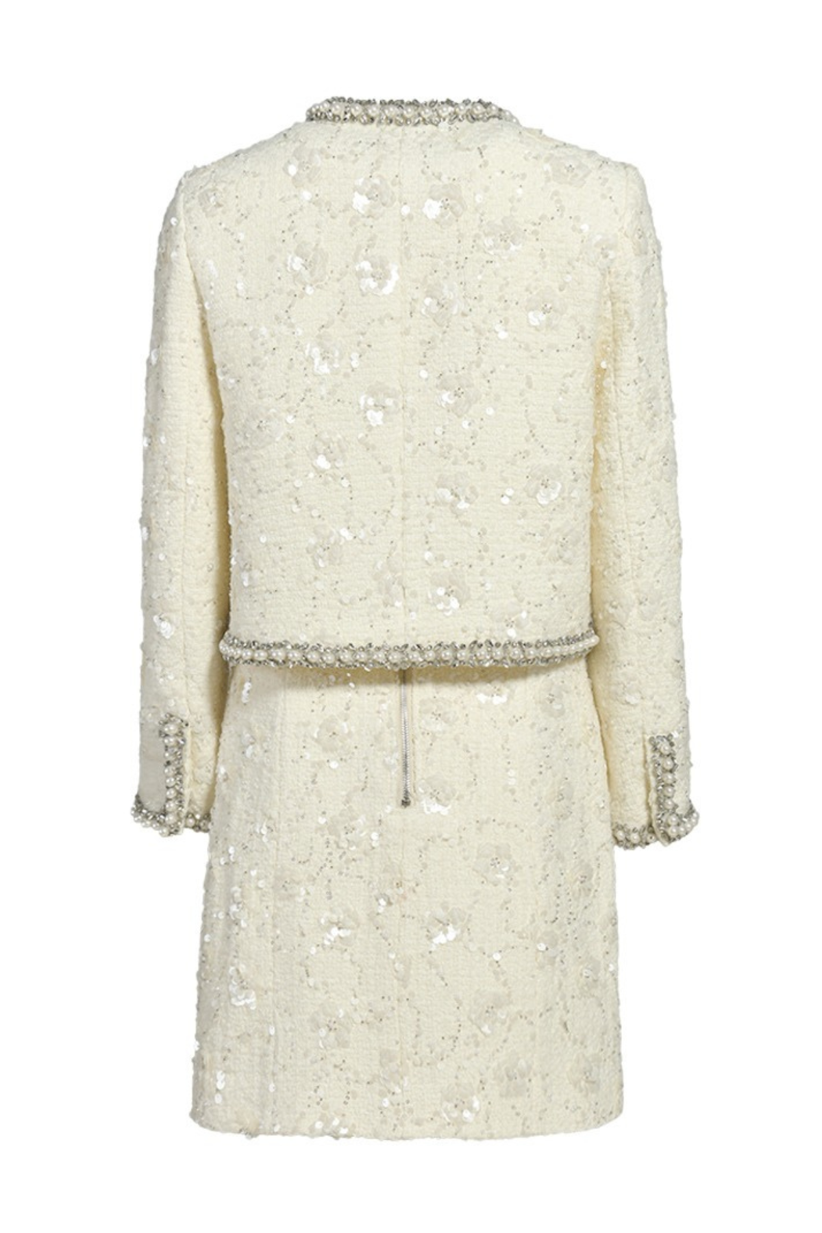 Floral Embellished Tailored Boucle Skirt