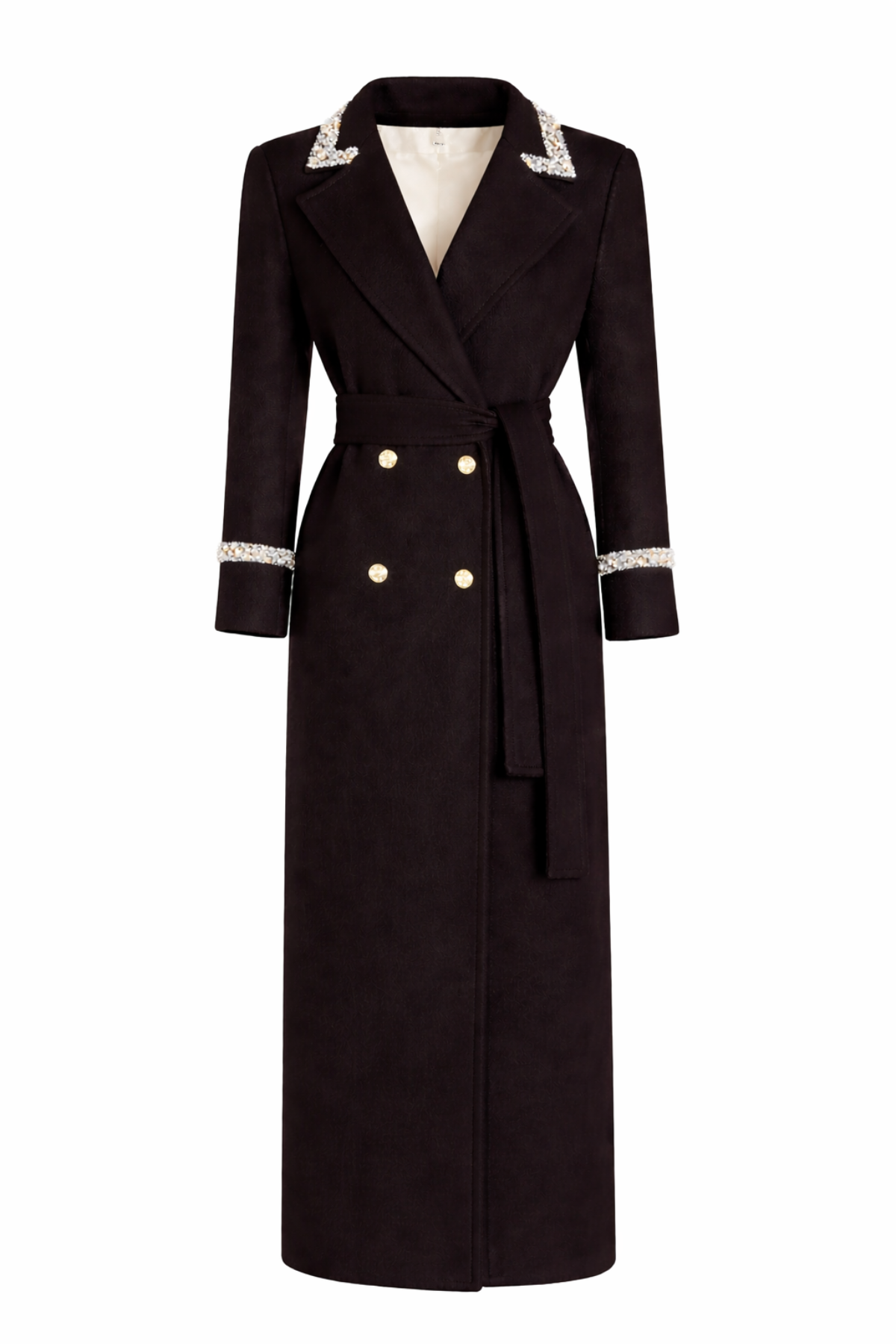 Knightsbridge Cashmere Embellished Black Coat