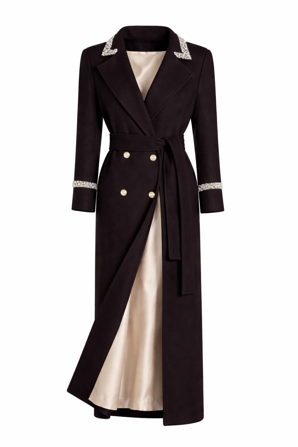 Knightsbridge Cashmere Embellished Black Coat