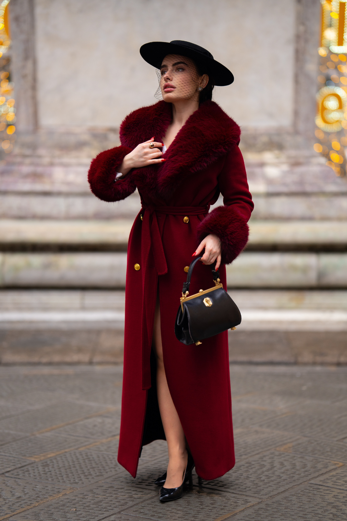 Mayfair Cashmere Coat Burgundy