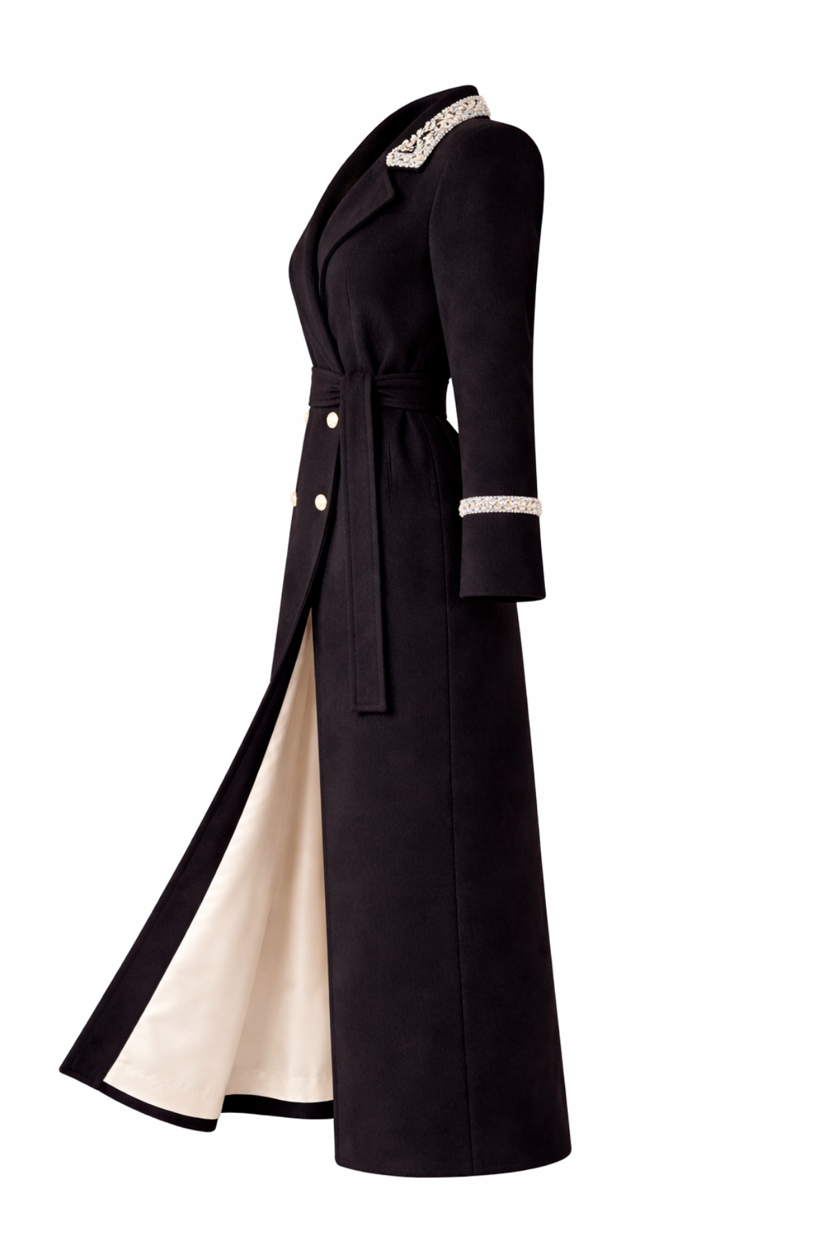 Knightsbridge Cashmere Embellished Black Coat
