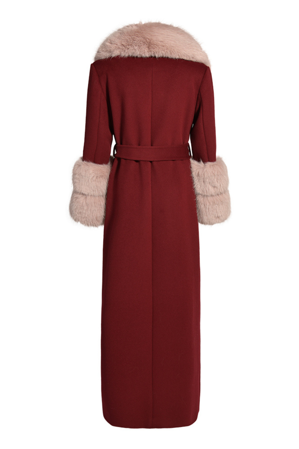 Mayfair Cashmere Coat Burgundy Pink Fur