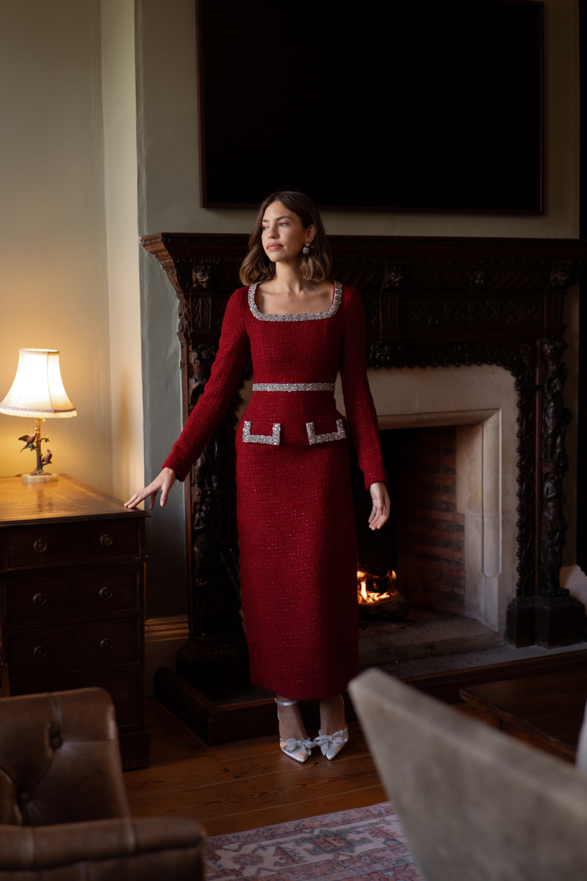 Serena Burgundy Dress