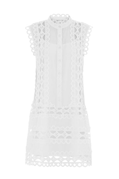 Capri Mini Broderie Lace Dress White