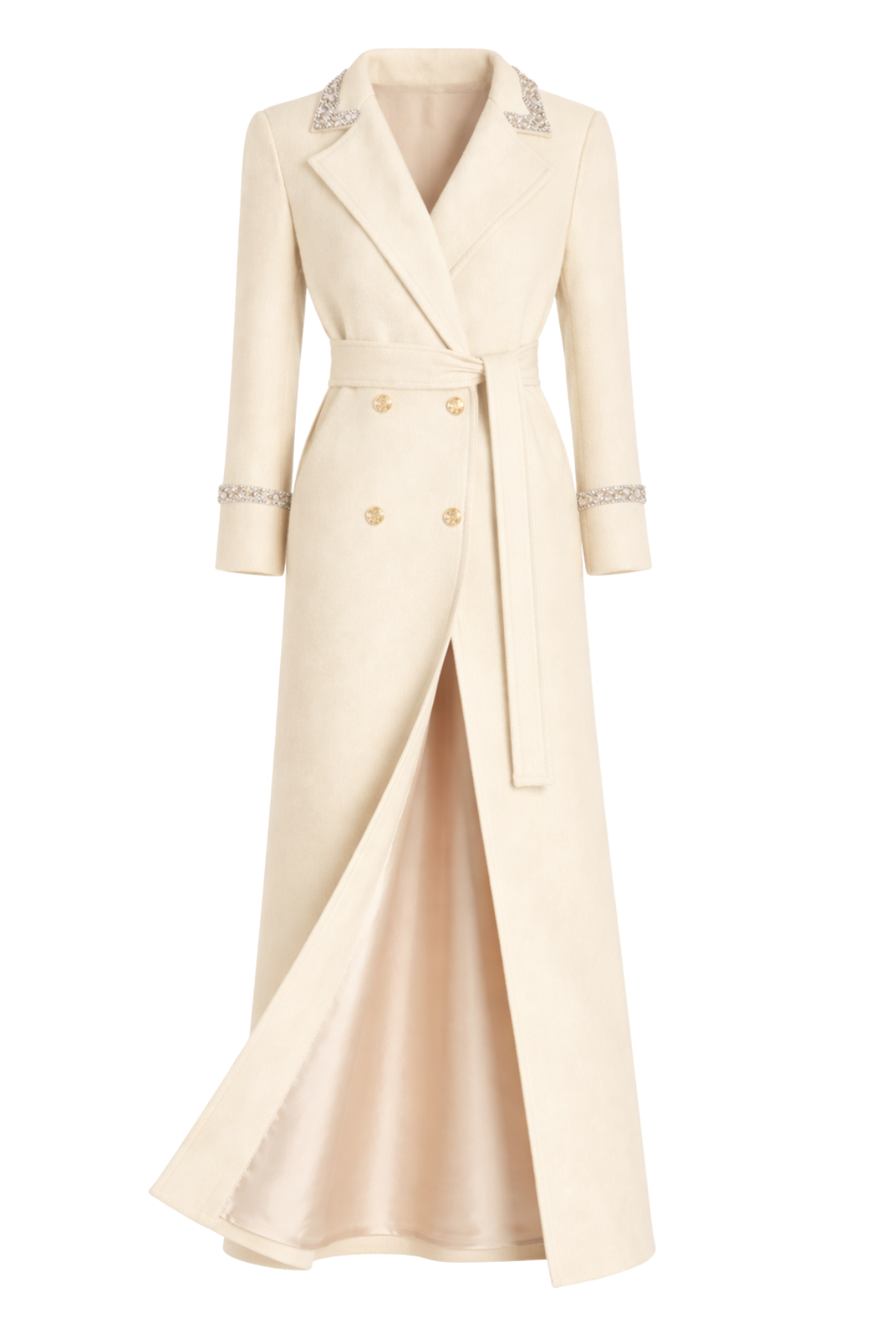 Knightsbridge Cashmere Embellished Ivory Coat