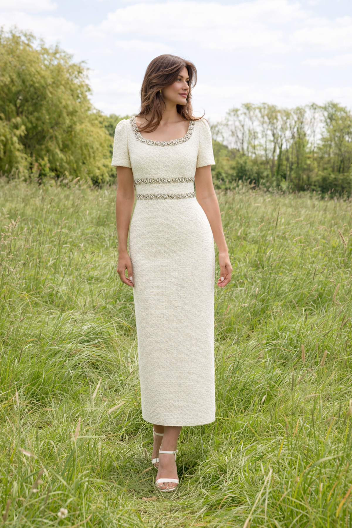 Isabelle Ivory Embellished Dress